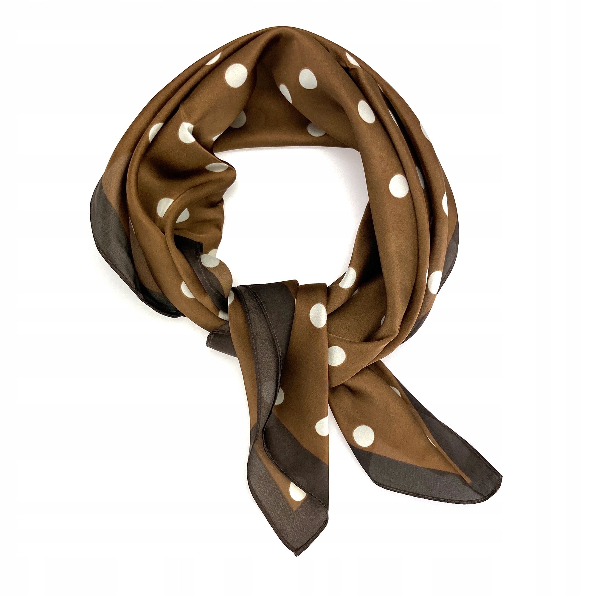 

Apaszka chusta na szyję włosy brązowa w kropki