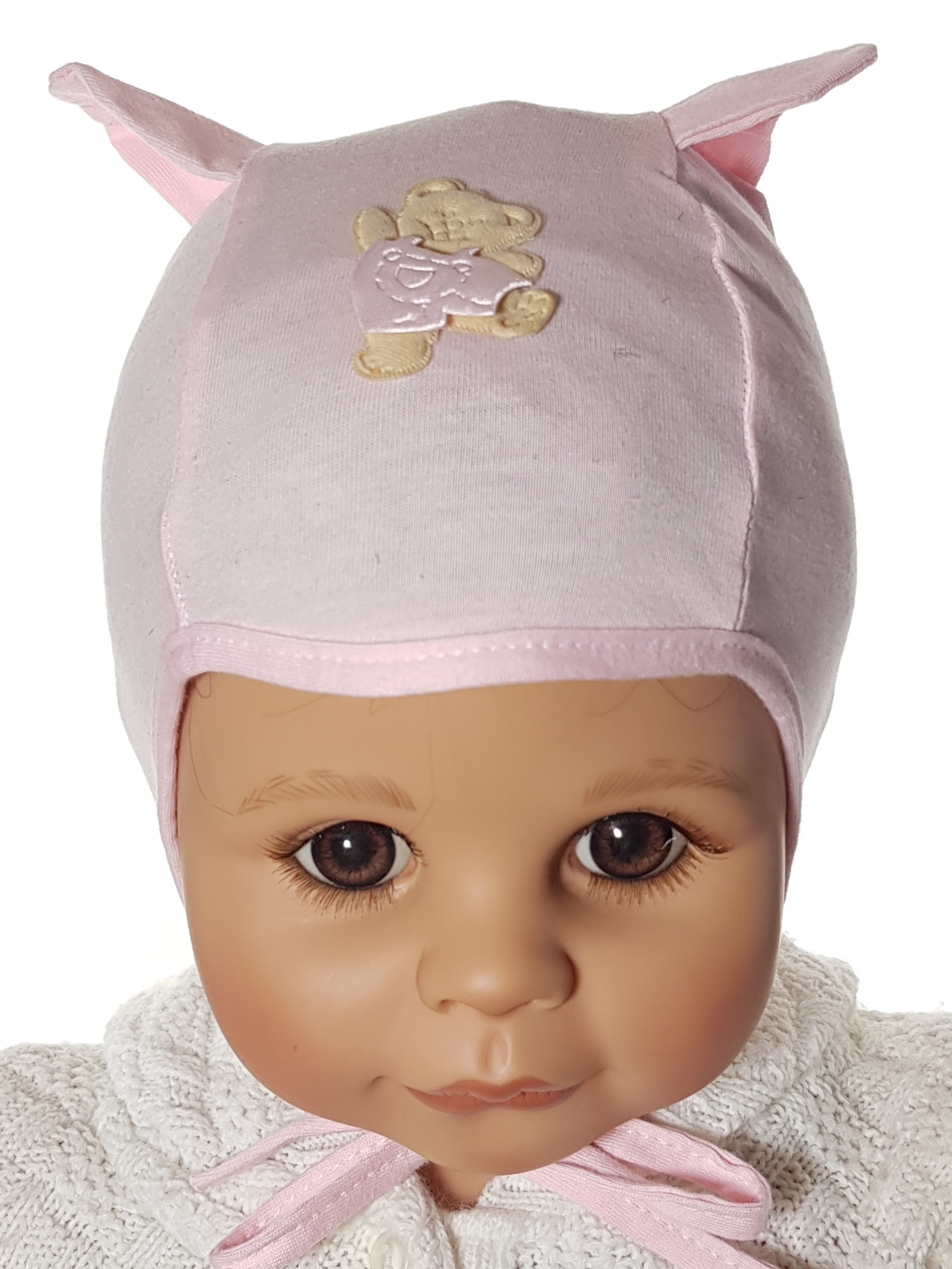 NIEMOWLĘCA BAWEŁNIANA CZAPKA MIŚ CZAPECZKA WIĄZANA USZKA 0-12 MC 12 KOLORÓW Rozmiar 34-42 cm