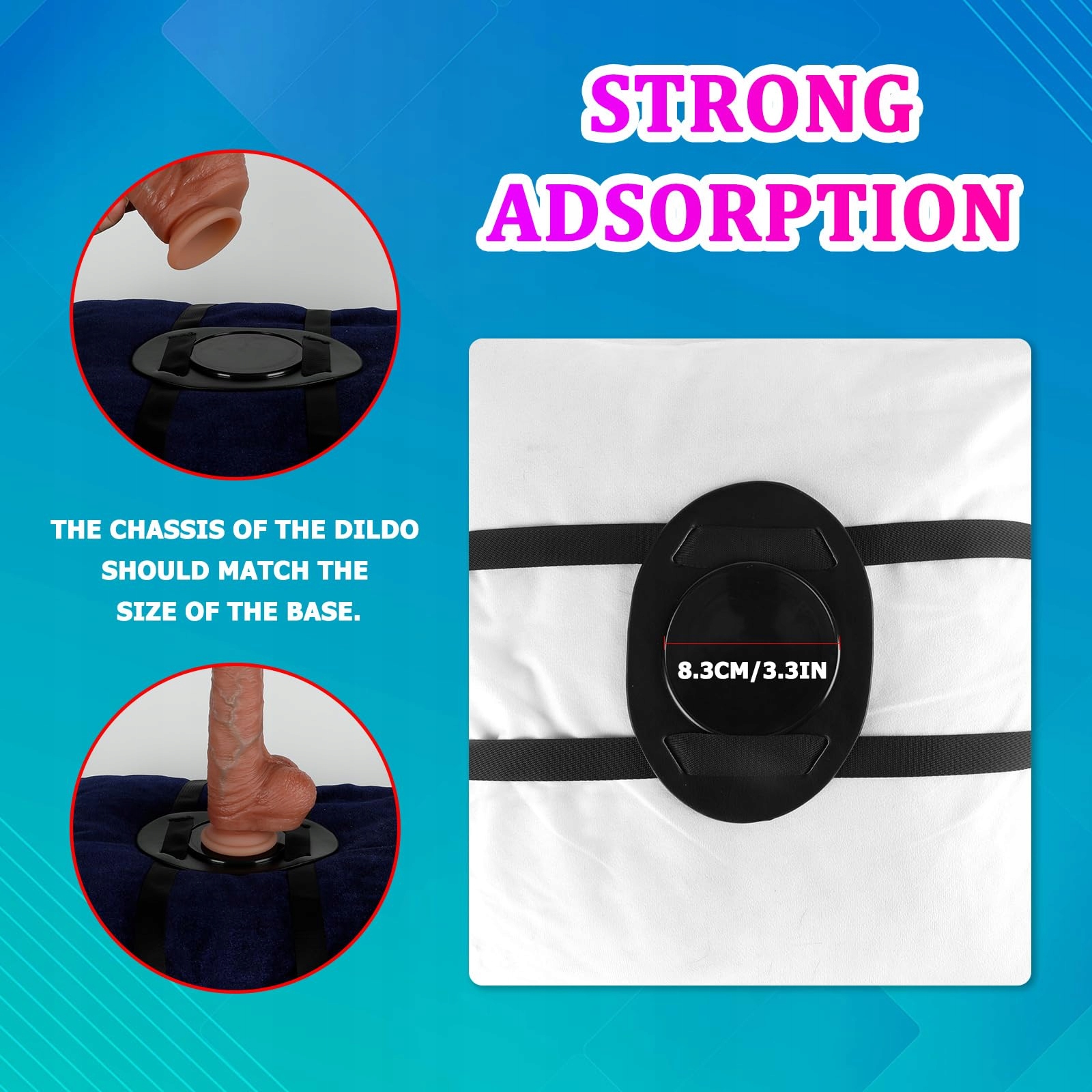 BLACK Suction Cup Dildo Realistyczny Z Poduszką Regulowany — miniatura 7