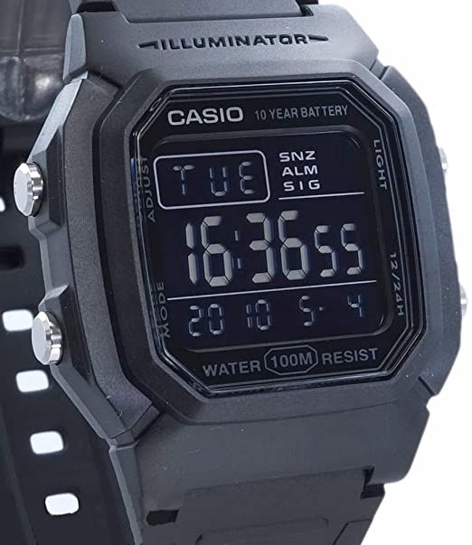 Originální Sportovní Hodinky Casio W-800H-1BVES Vintage, Černá, Digitální Krabička