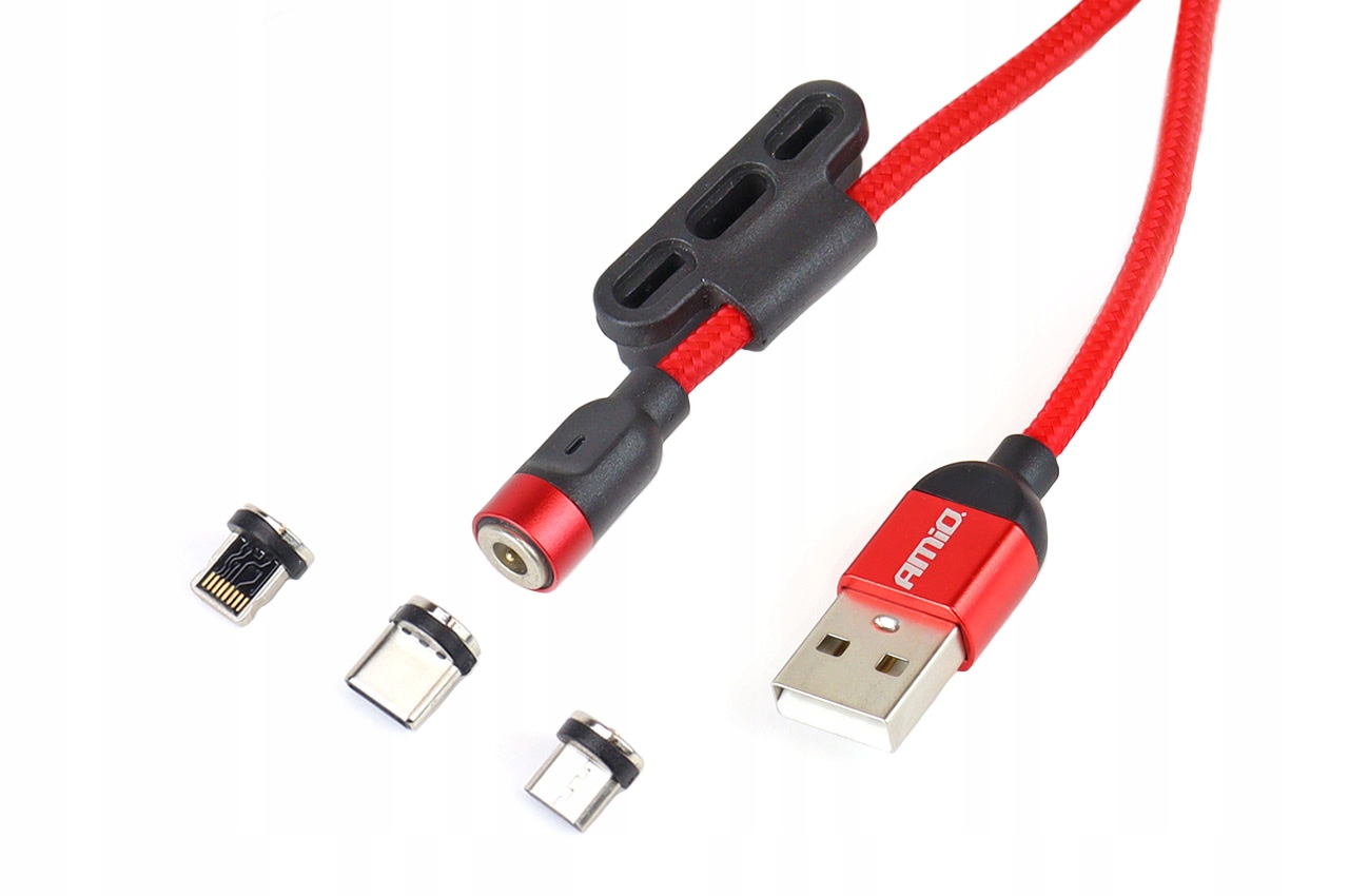 Kabel Usb magnetyczny 3w1 na Lightning, Usbc, micro Usb 1m AMiO UC8