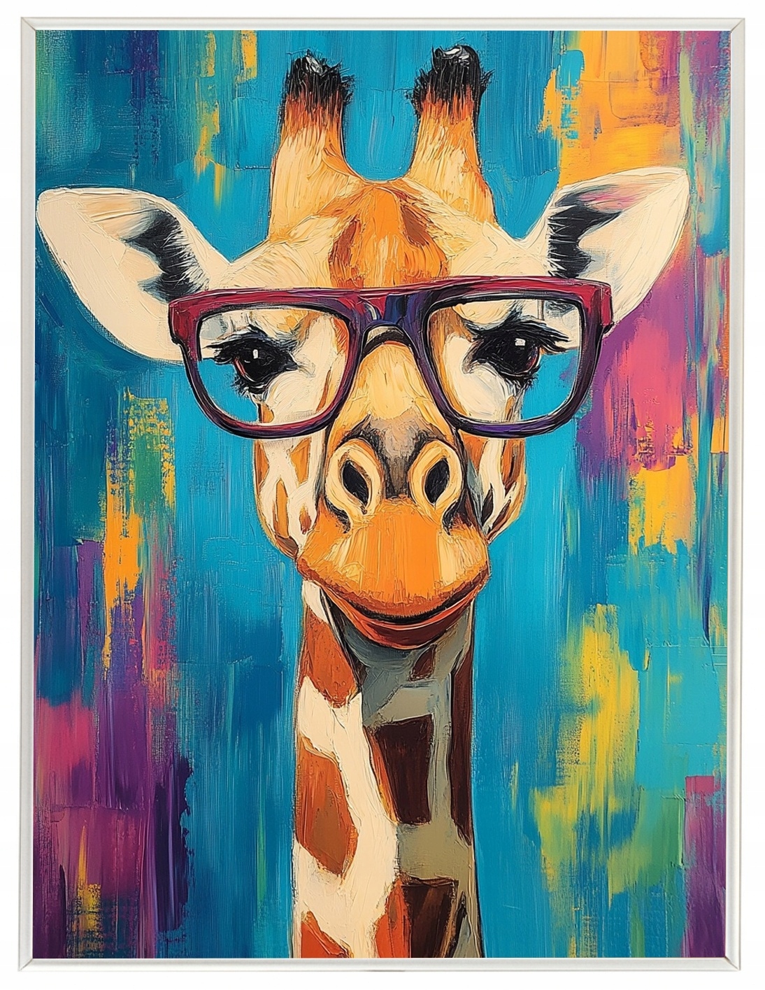 Plakát Rámeček Aluminium Portrét Žirafa Brýle Pop-art Hipster Funky 60x80