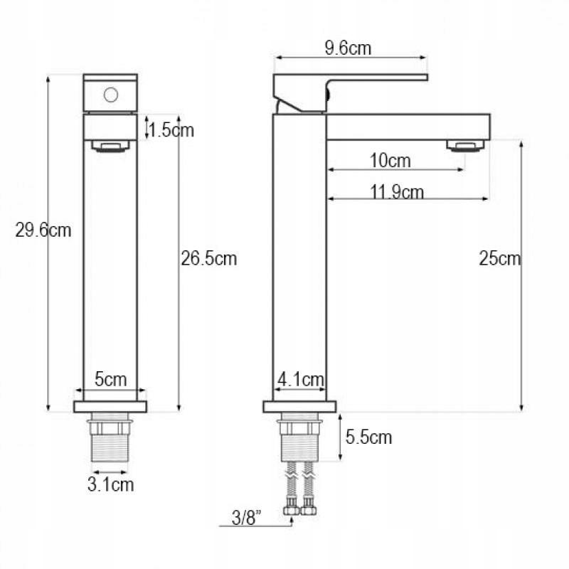 BATERIA ŁAZIENKOWA WYSOKA SREBRNA NABLATOWA Linia Gappo