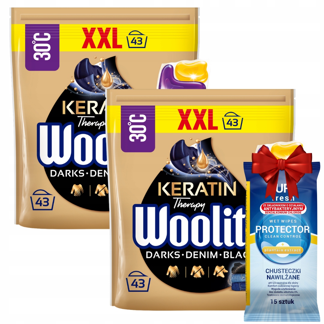Woolite Kapsułki z Keratyną do Prania Dark Black Jeans 43 szt. x2