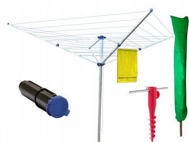 Suszarka Ogrodowa Na Pranie Kotwy+pokrowiec 50m