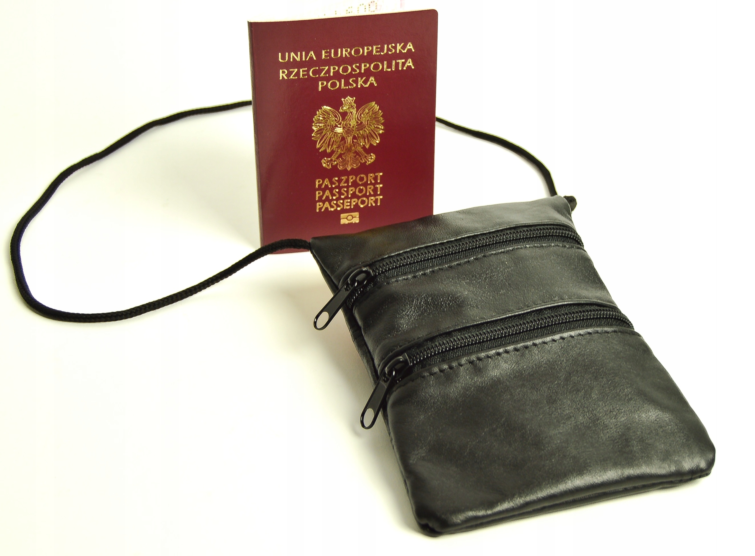SKÓRA SASZETKA PASZPORTÓWKA ETUI TORBA NA SZYJE PL Rodzaj dyskretne (pod ubranie)
