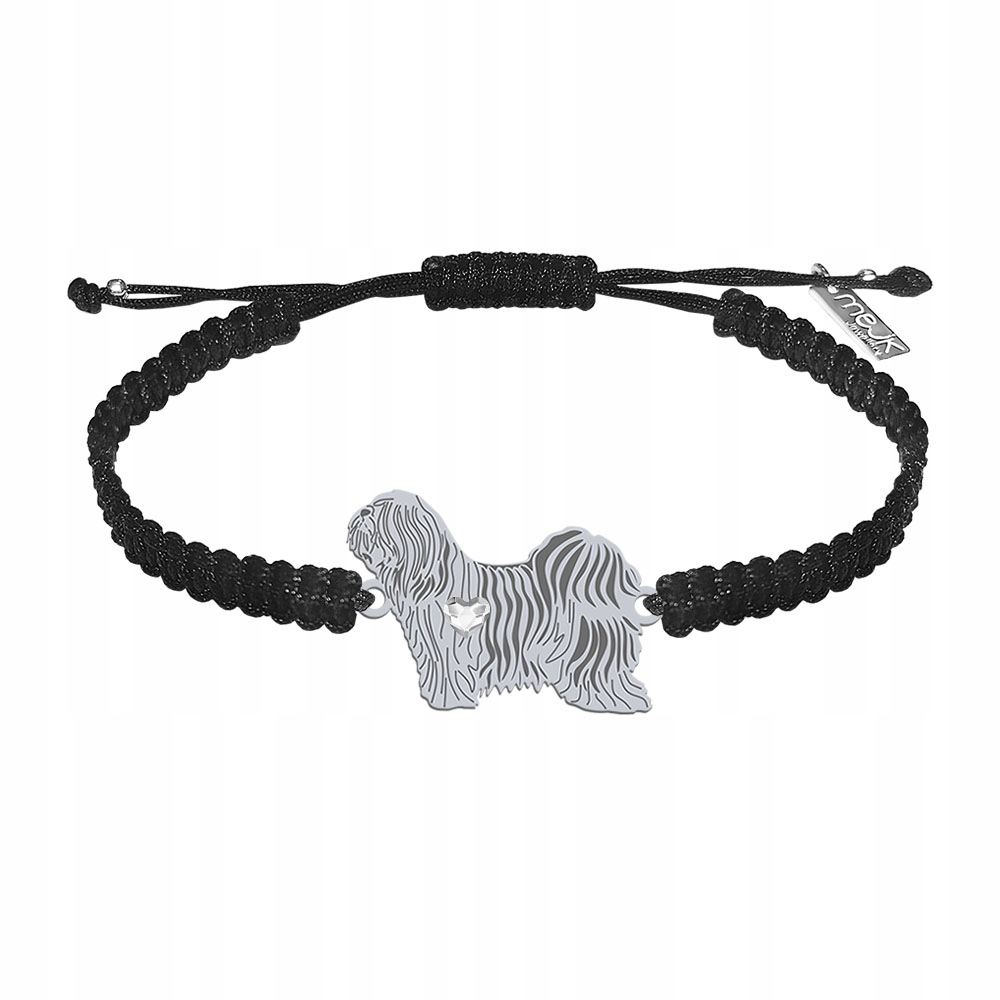 Stříbrný náramek s tibetským teriérem 925 Makramé Gravírování Bonus