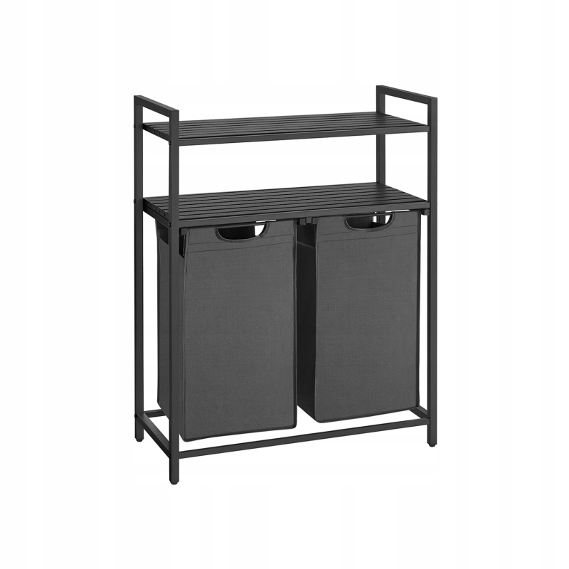Vasagle Kôš na bielizeň 2x46l industriálny šedý kov, 73 x 33 x 92cm