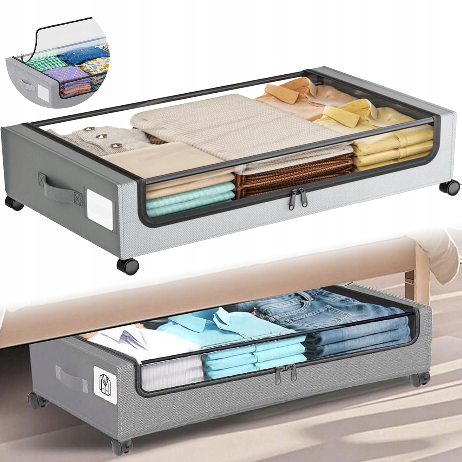 2x Pouzdro Taška Organizér Nádoba Na Oblečení Povlečení Hračky Rám