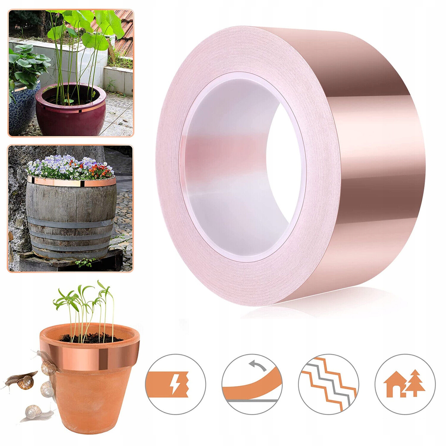 SAMOPRZYLEPNA TAŚMA Z FOLII MIEDZIANEJ PREMIUM 25M X 50MM TAŚMA MIEDZIANA Rodzaj inny