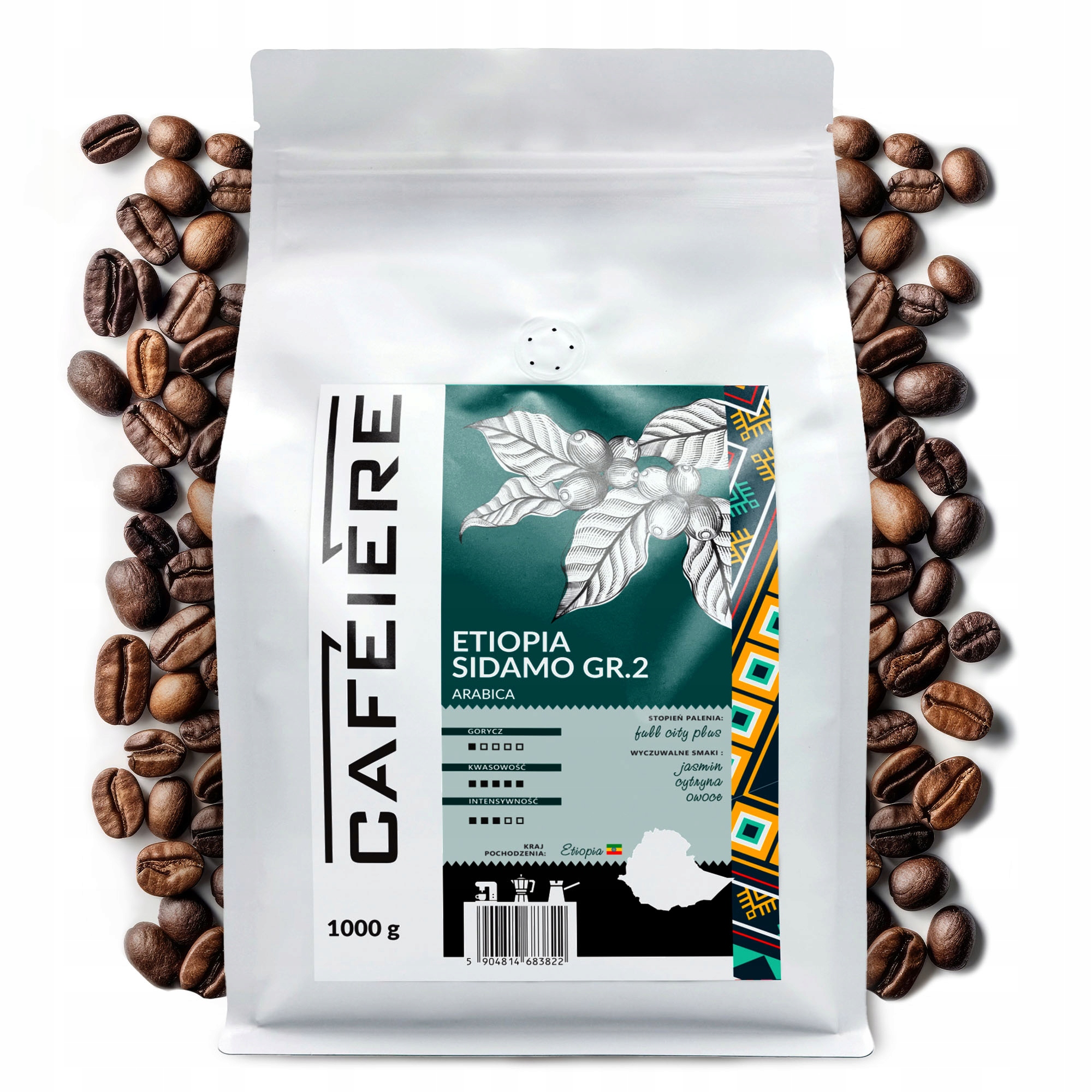 Levně Káva zrnková 1kg Etiopie Sidamo 100% Arabica Čerstvě pražená