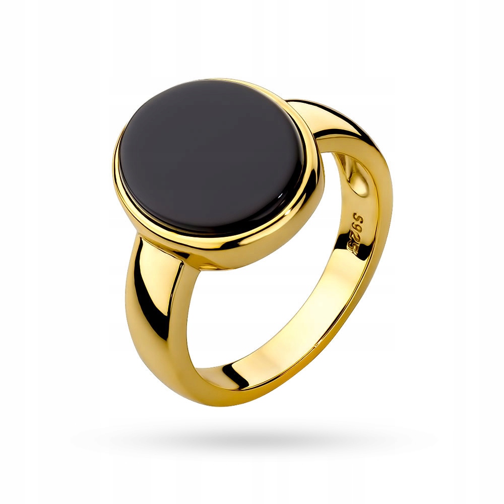 Stříbrný Prstýnek ryzost 925 Černý dámský pozlacený signet vel.20