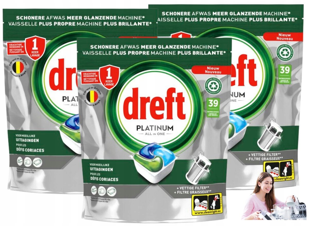 Levně Kapsle tablety do myčky Dreft Platinum All-In-One Účinné 117 kusů