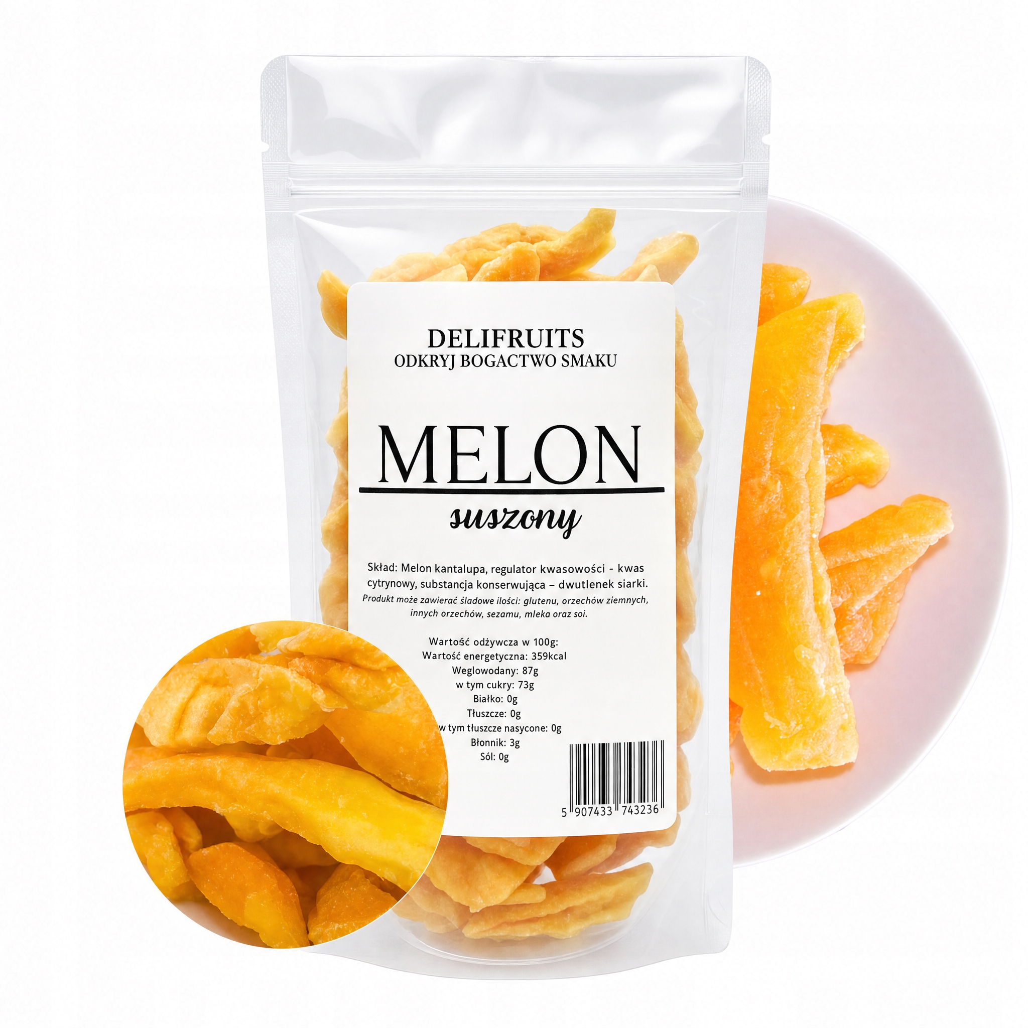 Meloun Kantalupa Sušený 2,5 Kg (2500 G) Plátky Prémiová Kvalita Sušené Ovoce