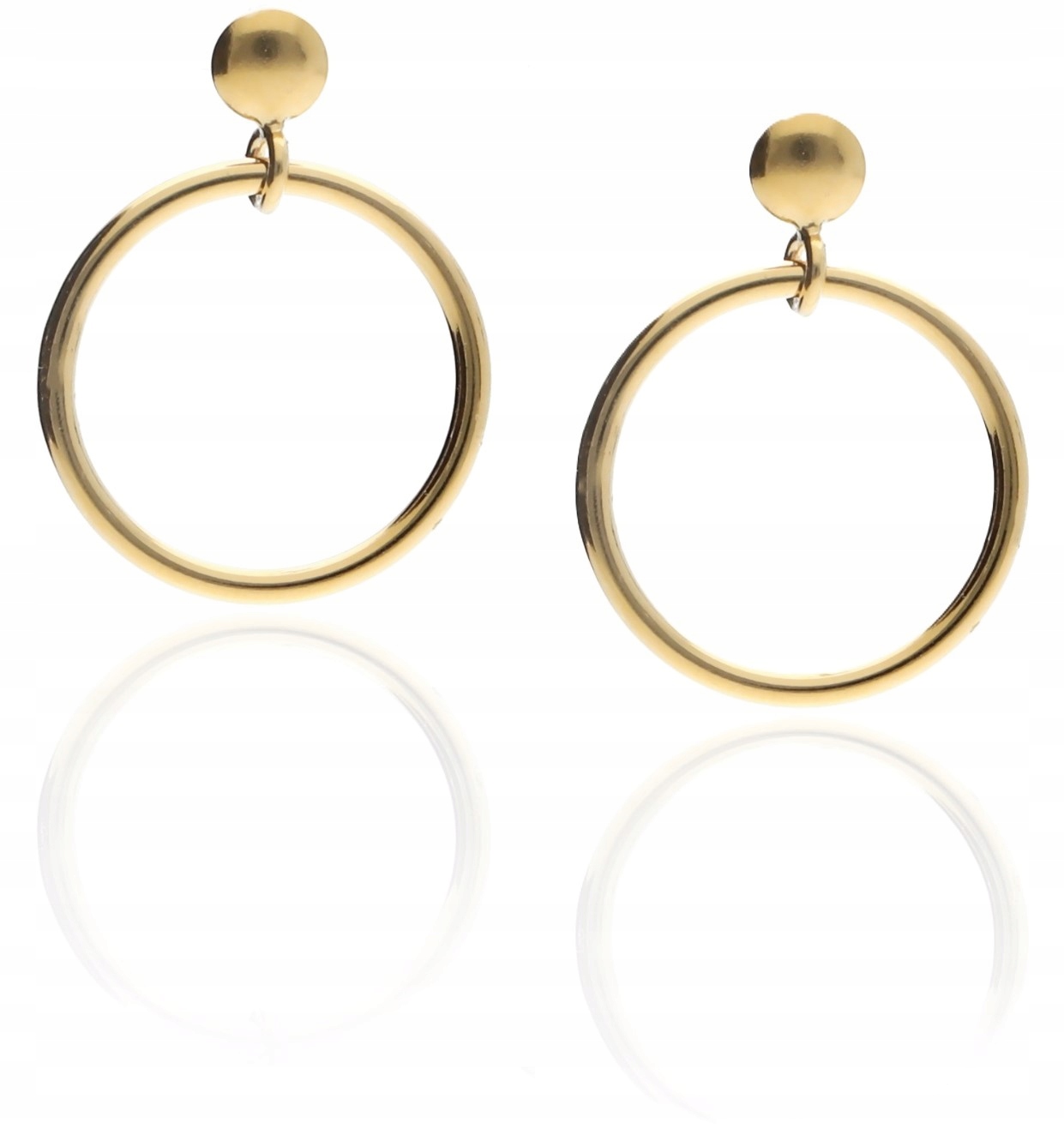Zlaté náušnice závěsné módní kolečka Velká Kola Stříbro 925 Pozlacené