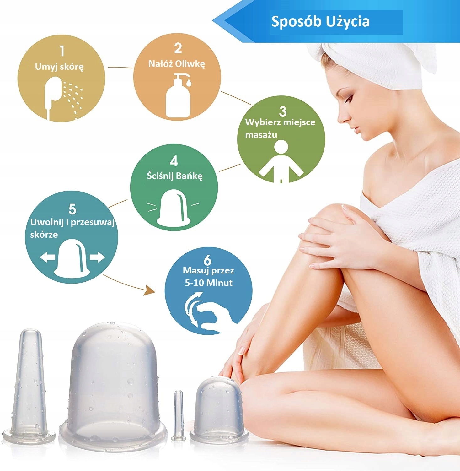 Bańki Chińskie Silikonowe Masaż Ciała Twarzy 7szt Rodzaj chińskie