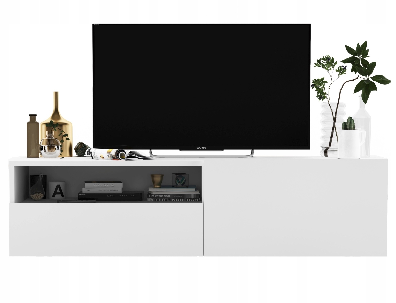 Wisząca szafka Rtv komoda biały Mat szuflada 120cm