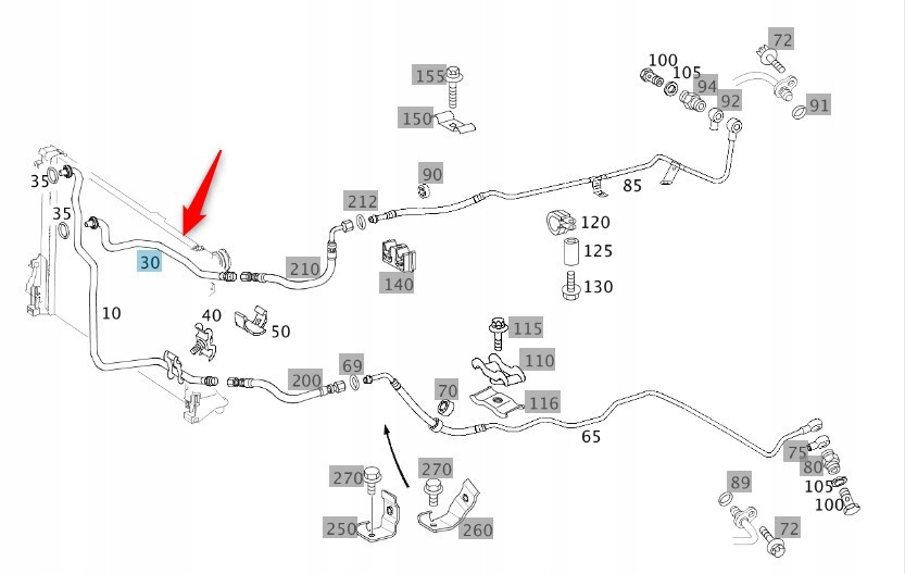 Przewód olejowy skrzyni dolny Mercedes A2112700427 Stan opakowania oryginalne
