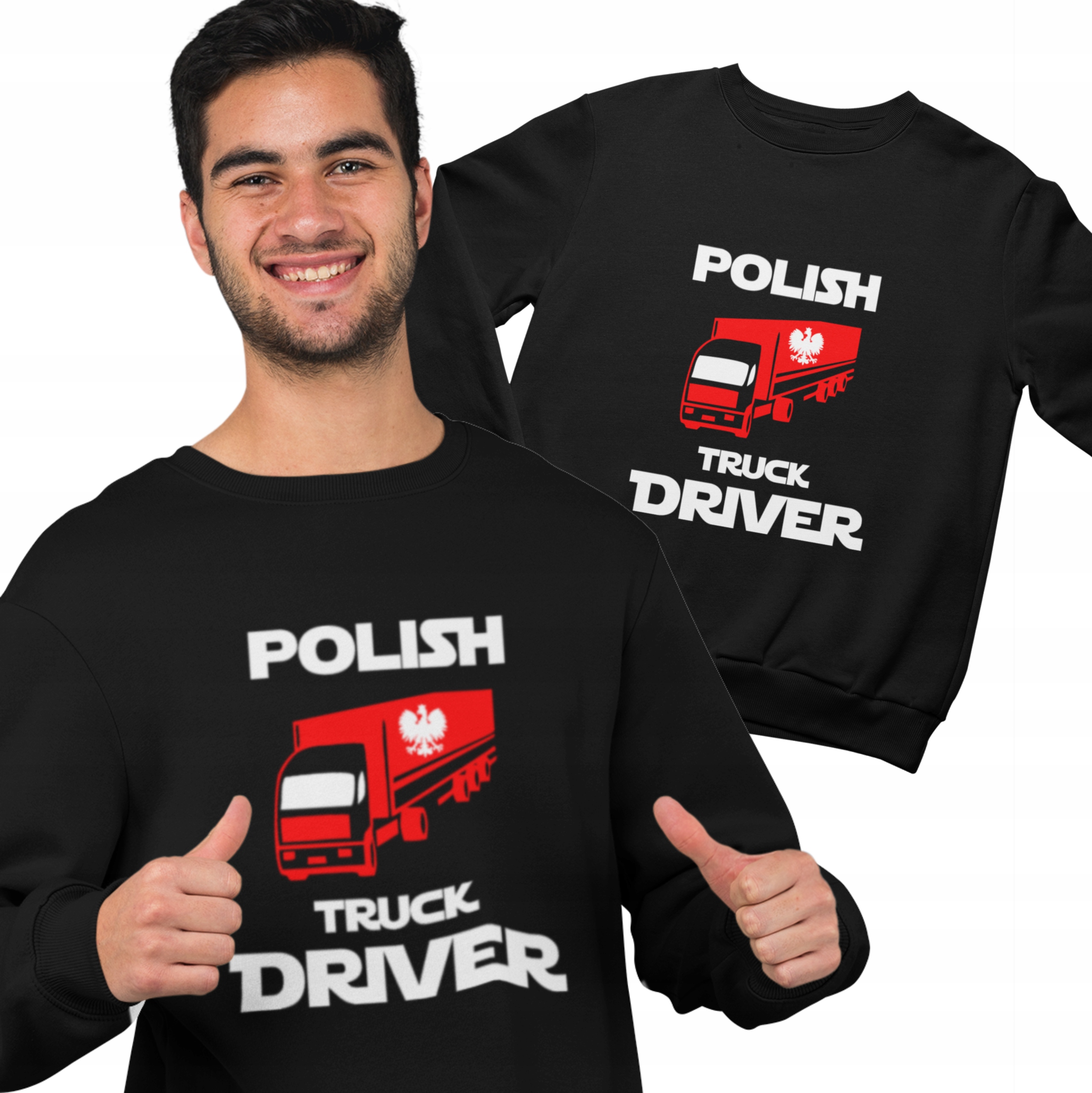 Pánská Mikina s potiskem Polish Truck Man pro řidiče Narozeniny Dárek 3XL