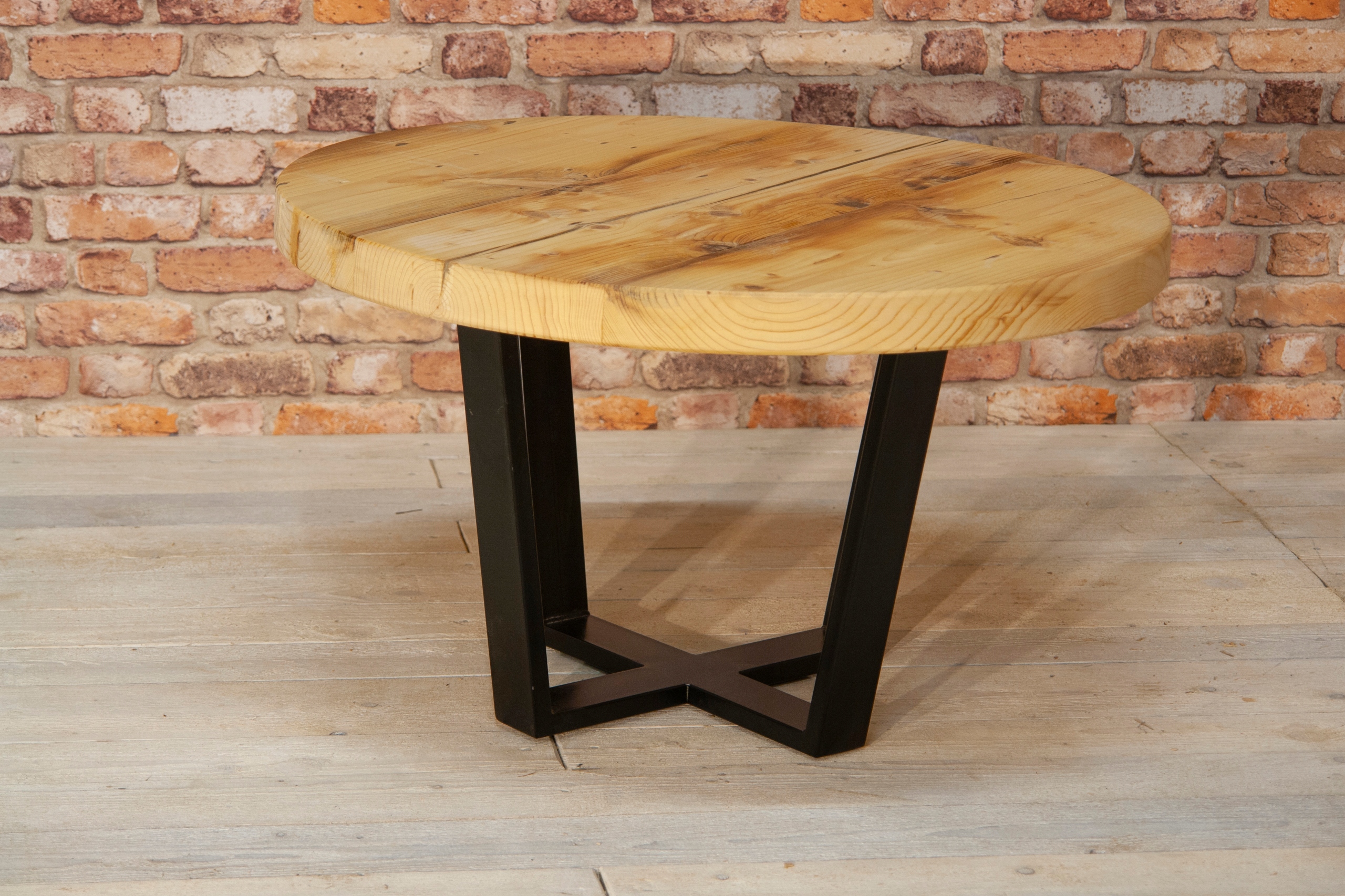 Stolik kawowy okrągły stare drewno Głębokość mebla 5 cm