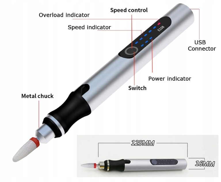 SUPER PIORO ELEKTRYCZNY WIELOFUNKCYJNY MULTITOOL DŁUGOPIS DO GRAWERUJĄCY Liczba elementów w zestawie 1