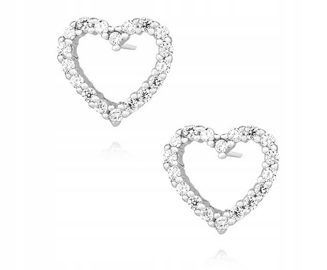 

Rodowane Kolczyki Wkrętki Serca Białe Cyrkonie