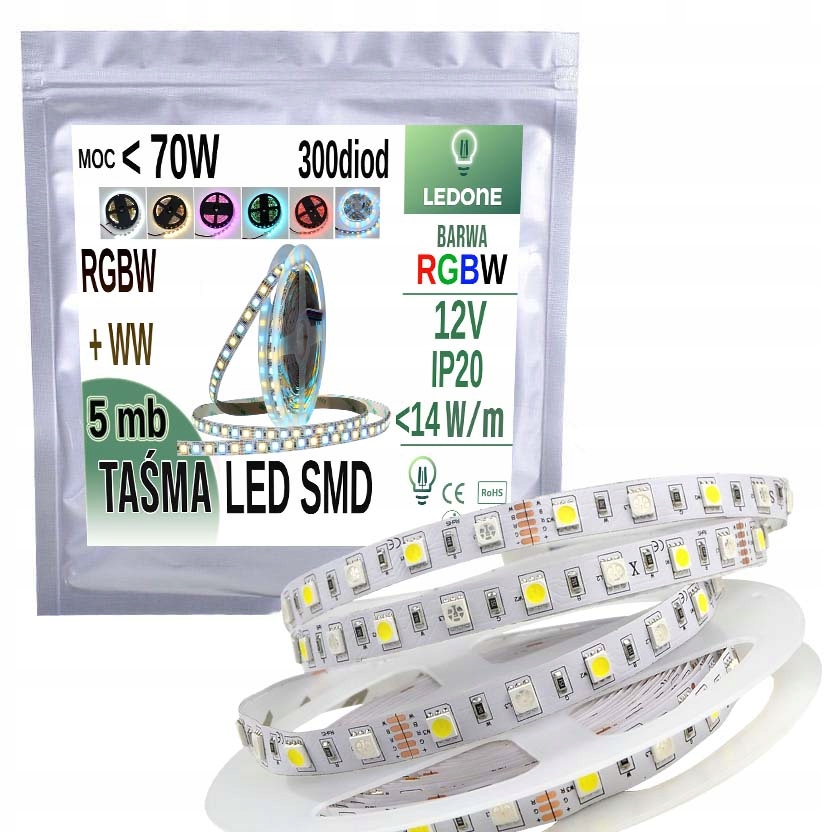 

Taśma Led 5050 300 Led IP20 5m Rgbw Ciepła Zimna