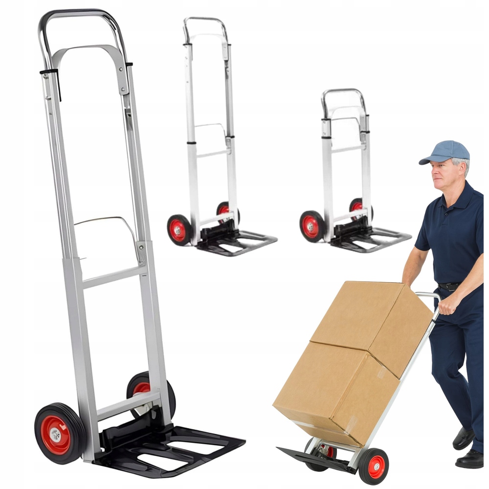 Skládací hliníkový transportní vozík do skladu, nosnost 90 kg