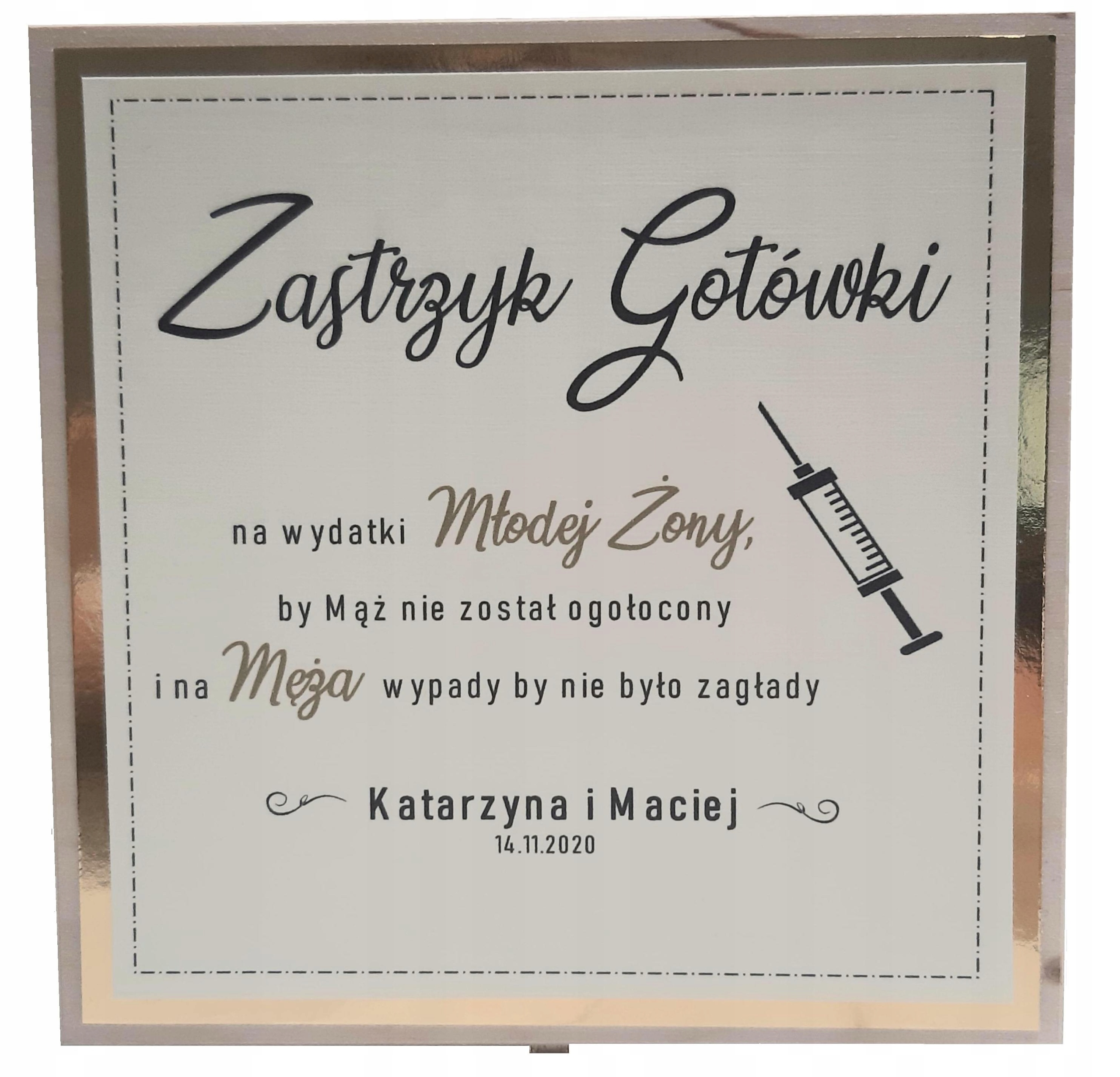 Zastrzyk gotówki na ślub * PREZENT * SKRZYNKA Marka bez marki