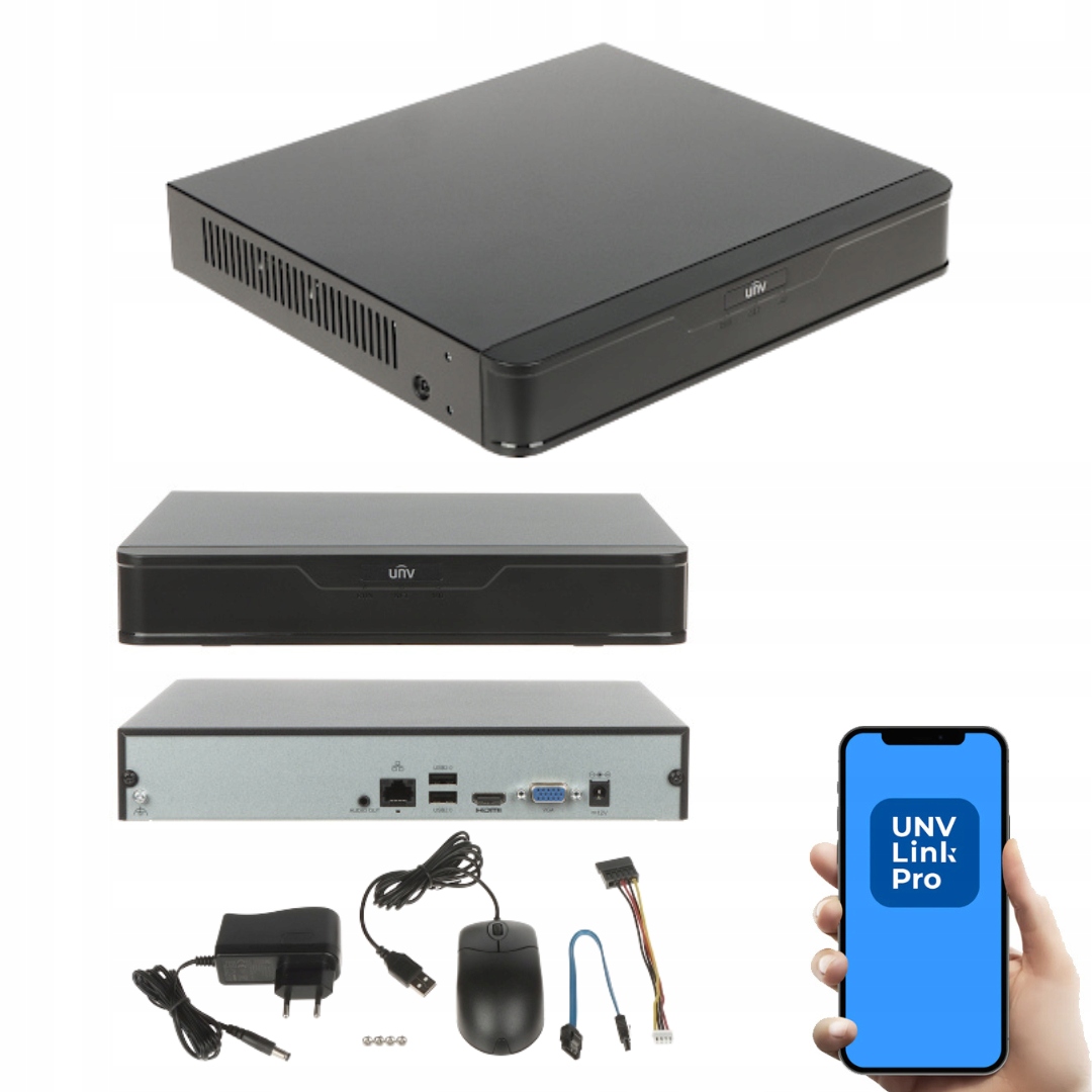 Rejestrator Ip NVR301-16S3 16 Kanałów 16 Kamer 4K Uniview 8MPx Ai