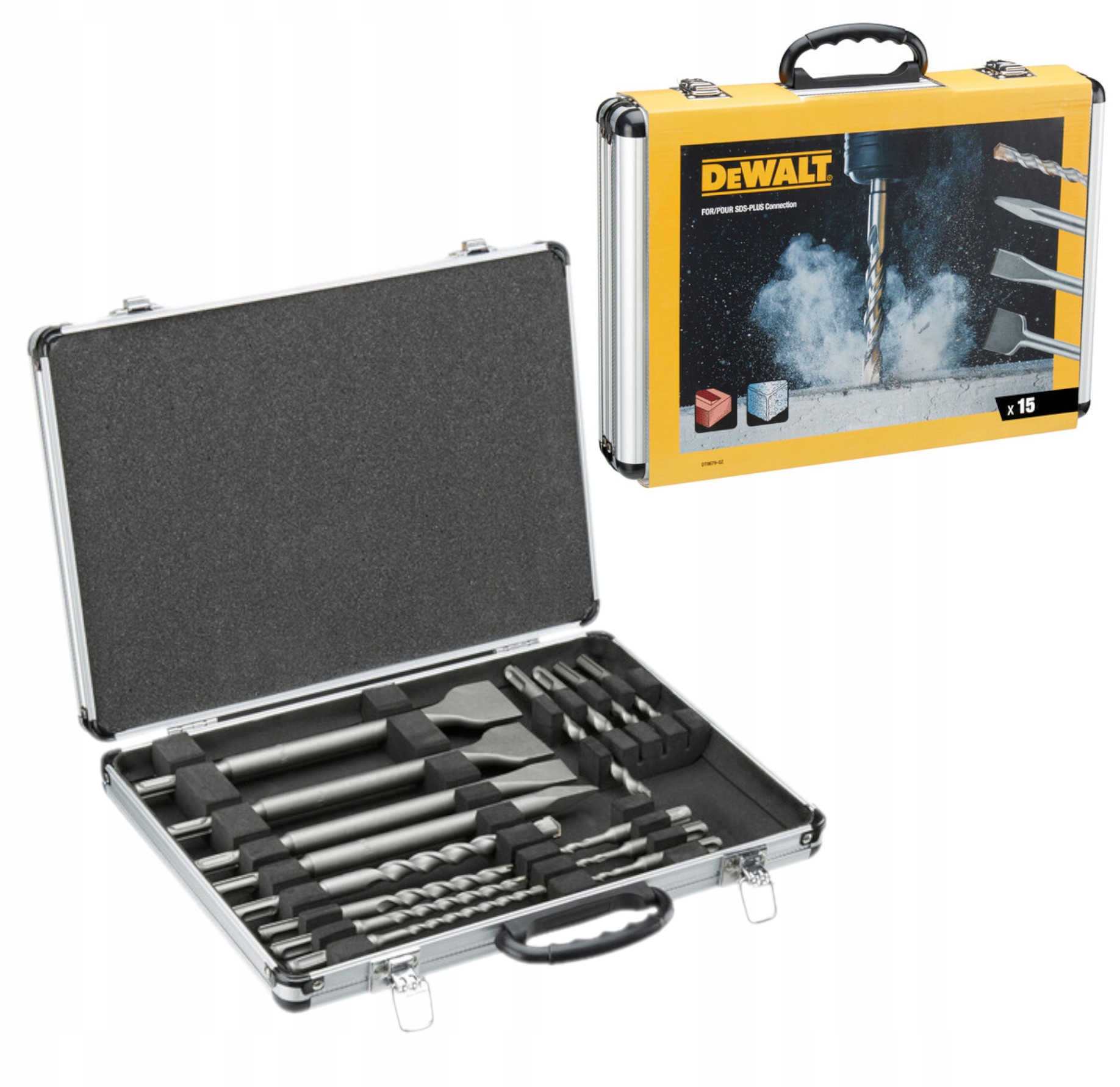 DeWALT 15-elementowy zestaw wierteł i dłut Sds Plus w kasecie Alu DT9679
