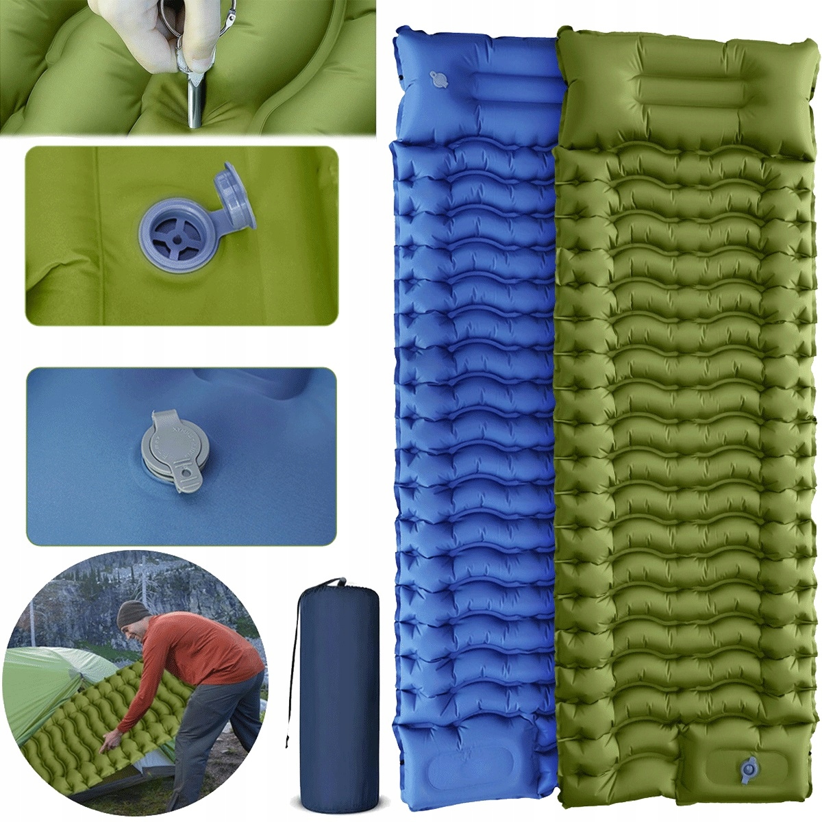 10 cm samonafukovací matrace vhodná pro kempování a trekking, zelená barva