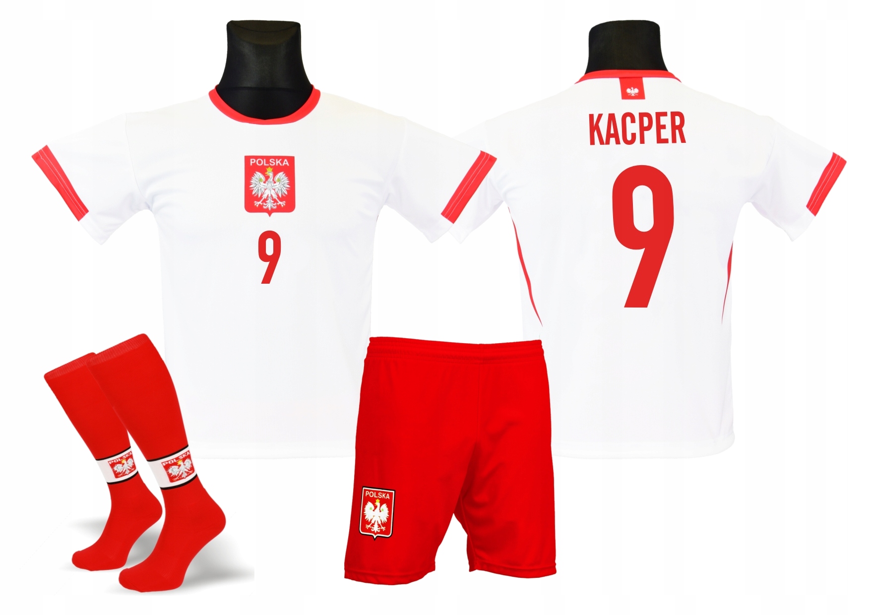 LEWANDOWSKI lub NADRUK strój piłkarski + getry 104