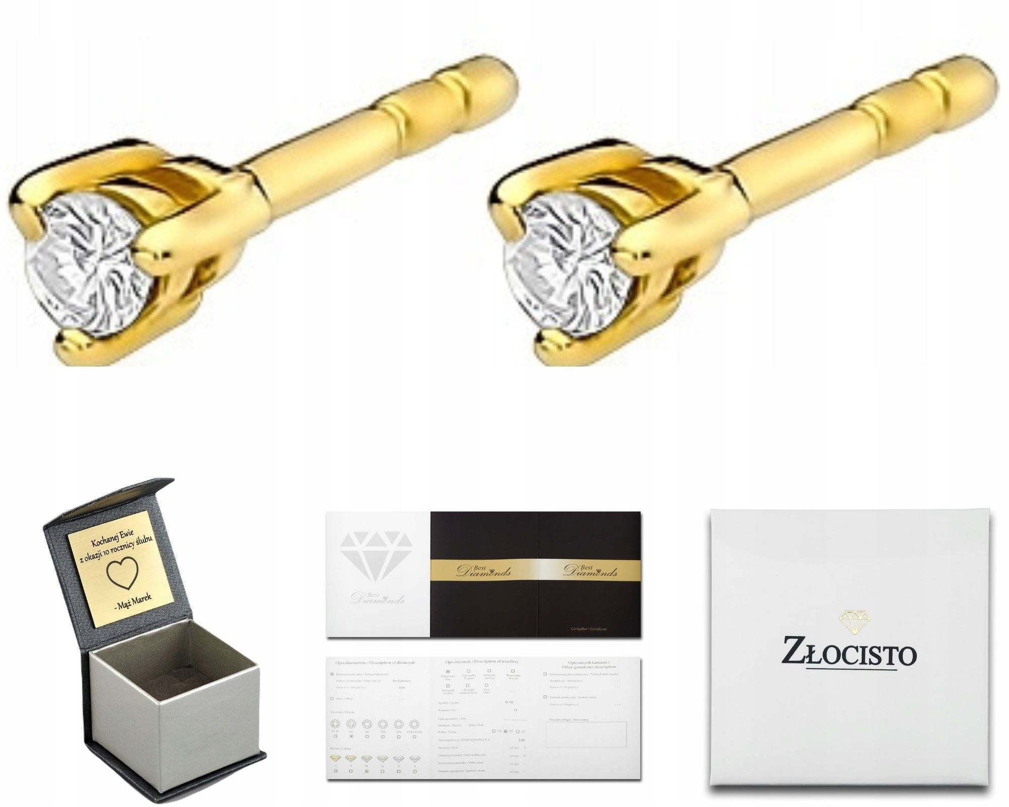 Zlaté Náušnice S Brilianty 0,08 Ct Šroubovací PEcky