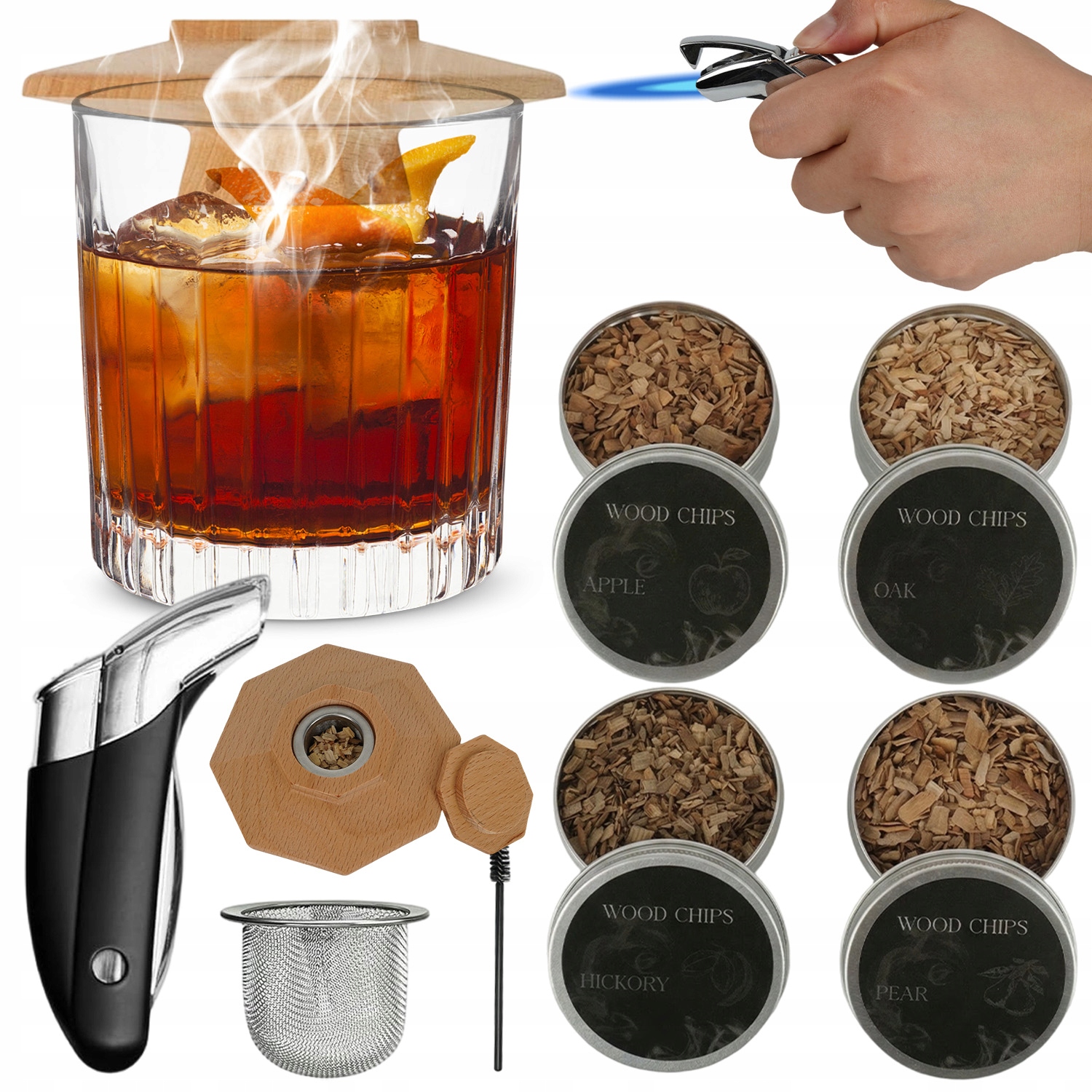 Sada Na Kouření Whiskey Smoker, Zapalovač 8 Příchutí Dárek Pro Muže