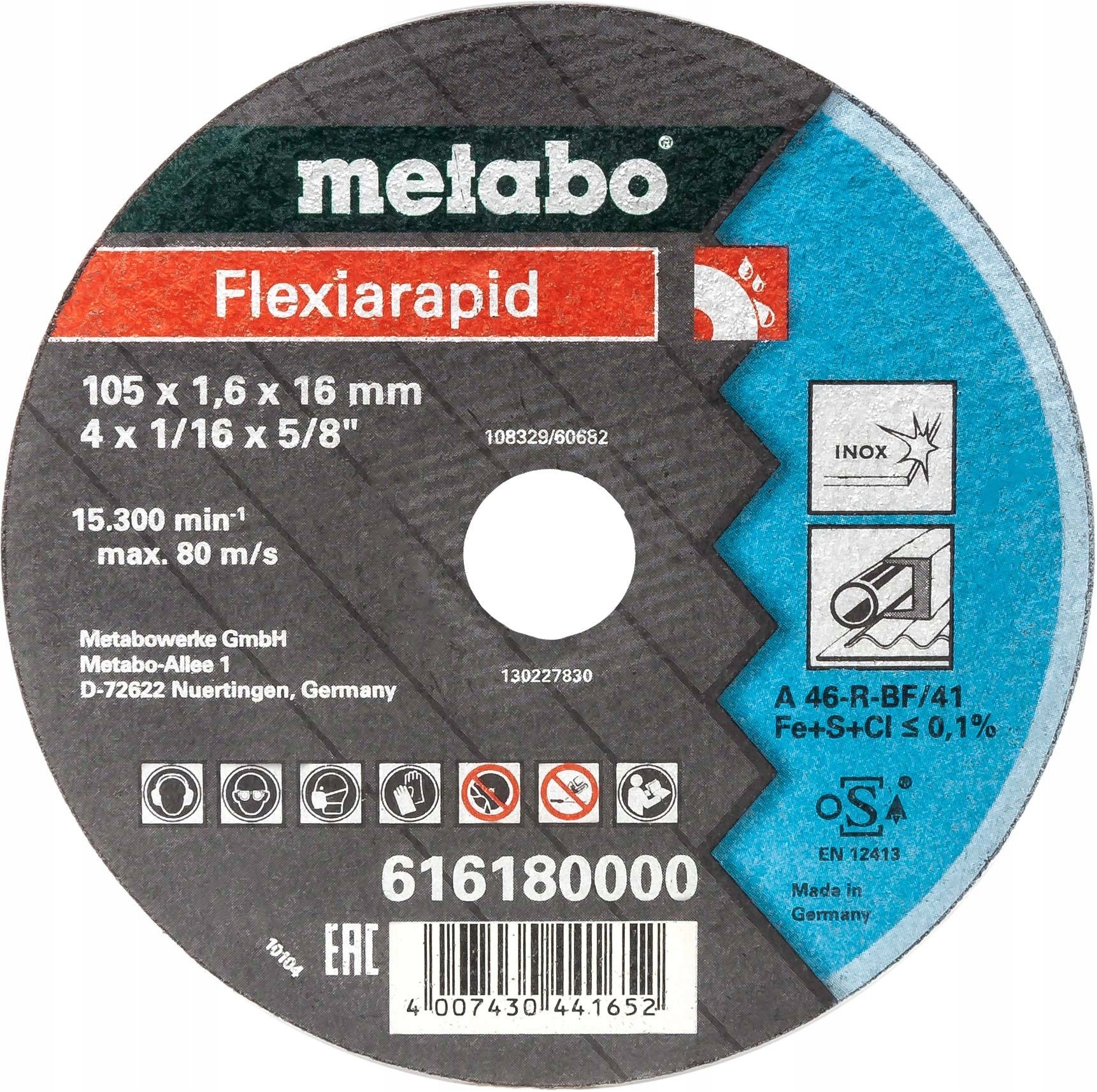 

Metabo Tarcza Do Cięcia Metalu Stali 150 1.6 Inox