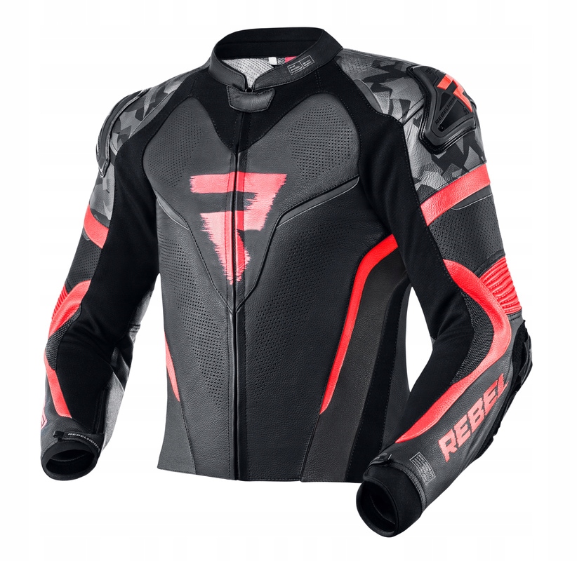 REBELHORN KURTKA MOTOCYKOWA SKÓRA REBEL BLK/RED 52