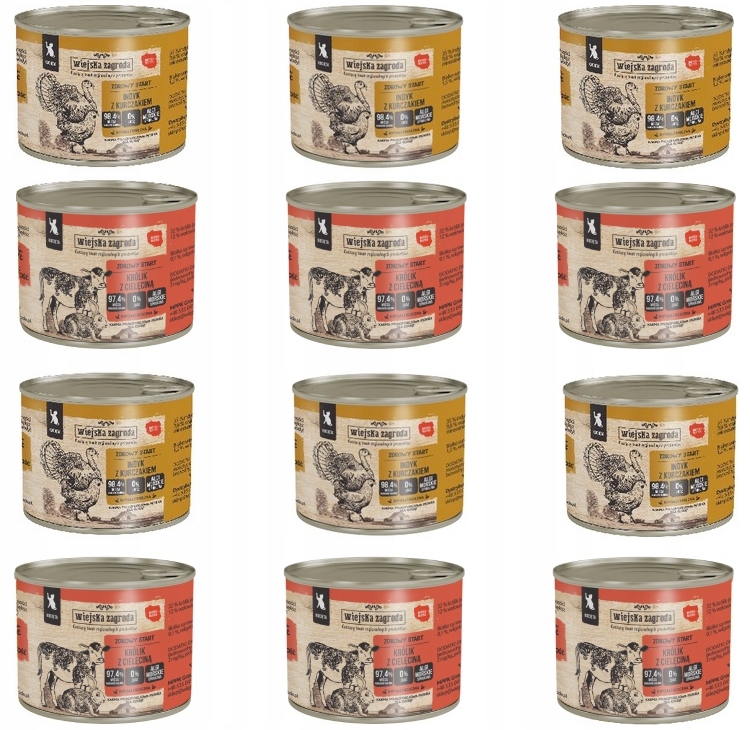 Wiejska Zagroda mokra karma dla Kociąt Mix smaków 12 x 200g