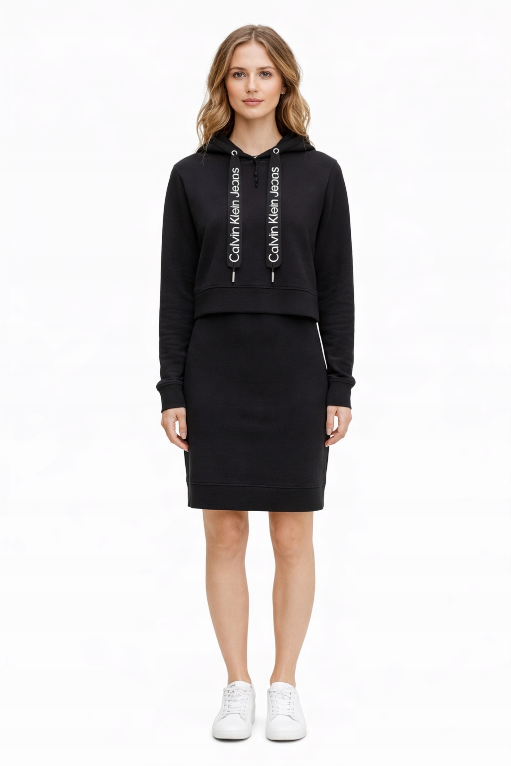 Calvin Klein Jeans Černé Šaty S Kapucí A Dlouhým Rukávem S I4C