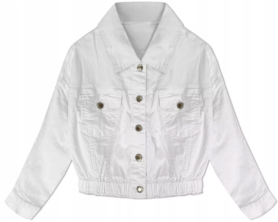 Krátká Džínová Bunda W026 Bílá S (36)