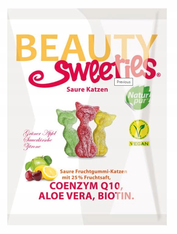 Beauty Sweeties Gumicukor Gyümölcslével Cicák 125g