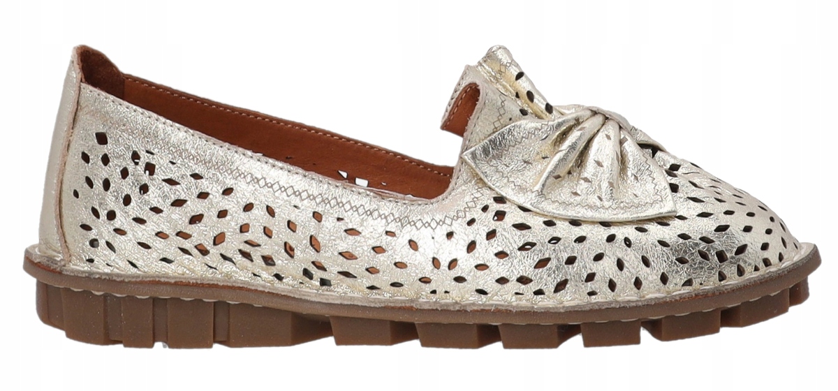 Venezia zlaté dámské ažurové mokasíny 38