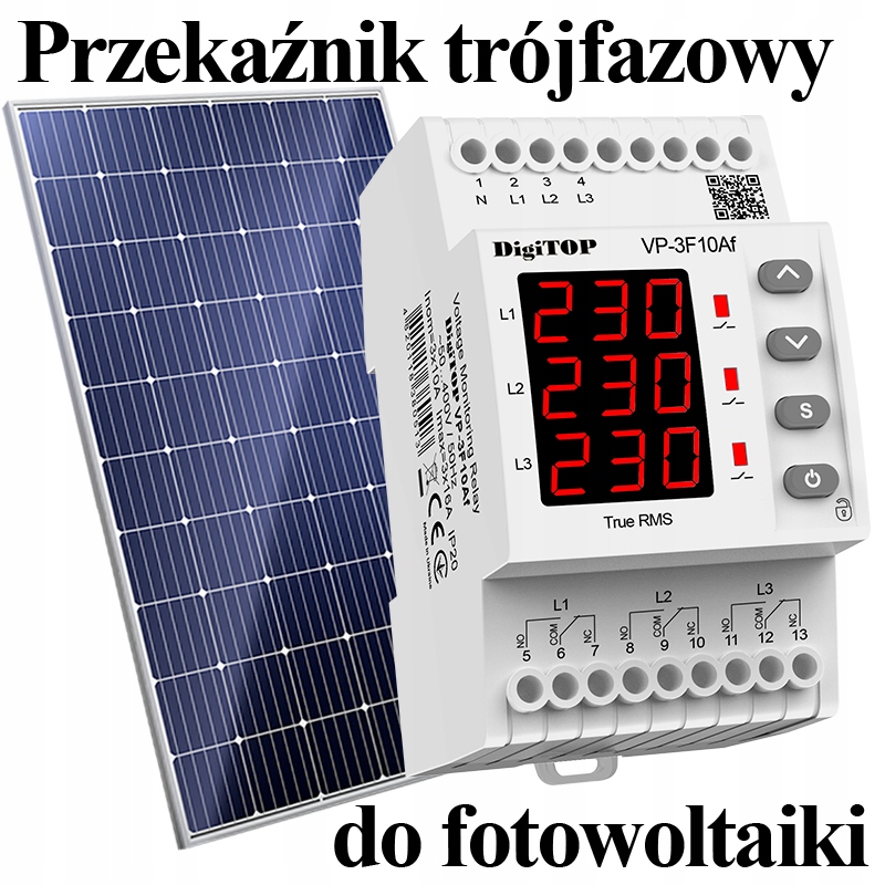 Trojfázový relé pre fotovoltaiku VP-3F10Af