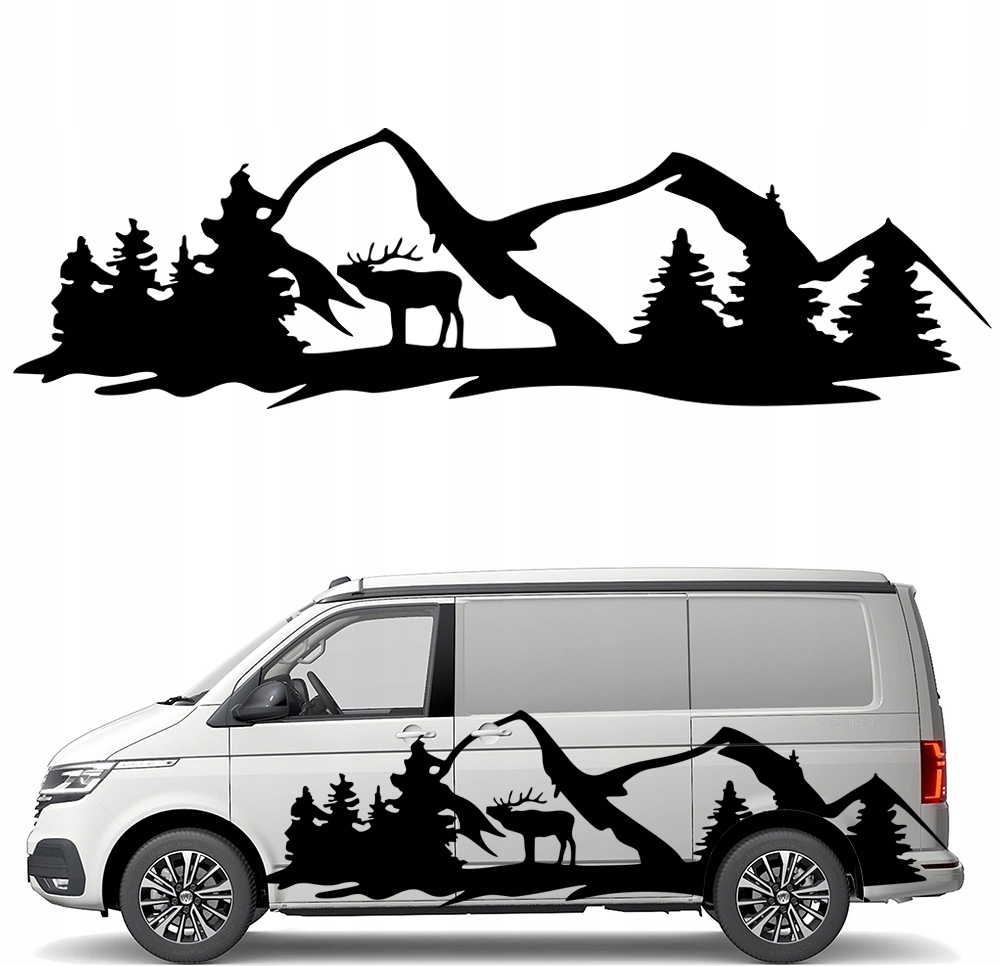 Samolepka Grafika na karavan Outdoor Hory Jelen Deer Les 43x150