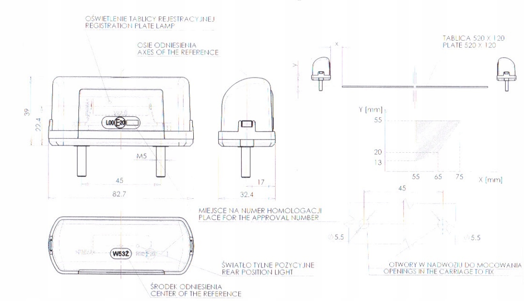LAMPA OŚWIETLENIA TABLICY REJESTRACYJNEJ WAŚ Producent części WAŚ