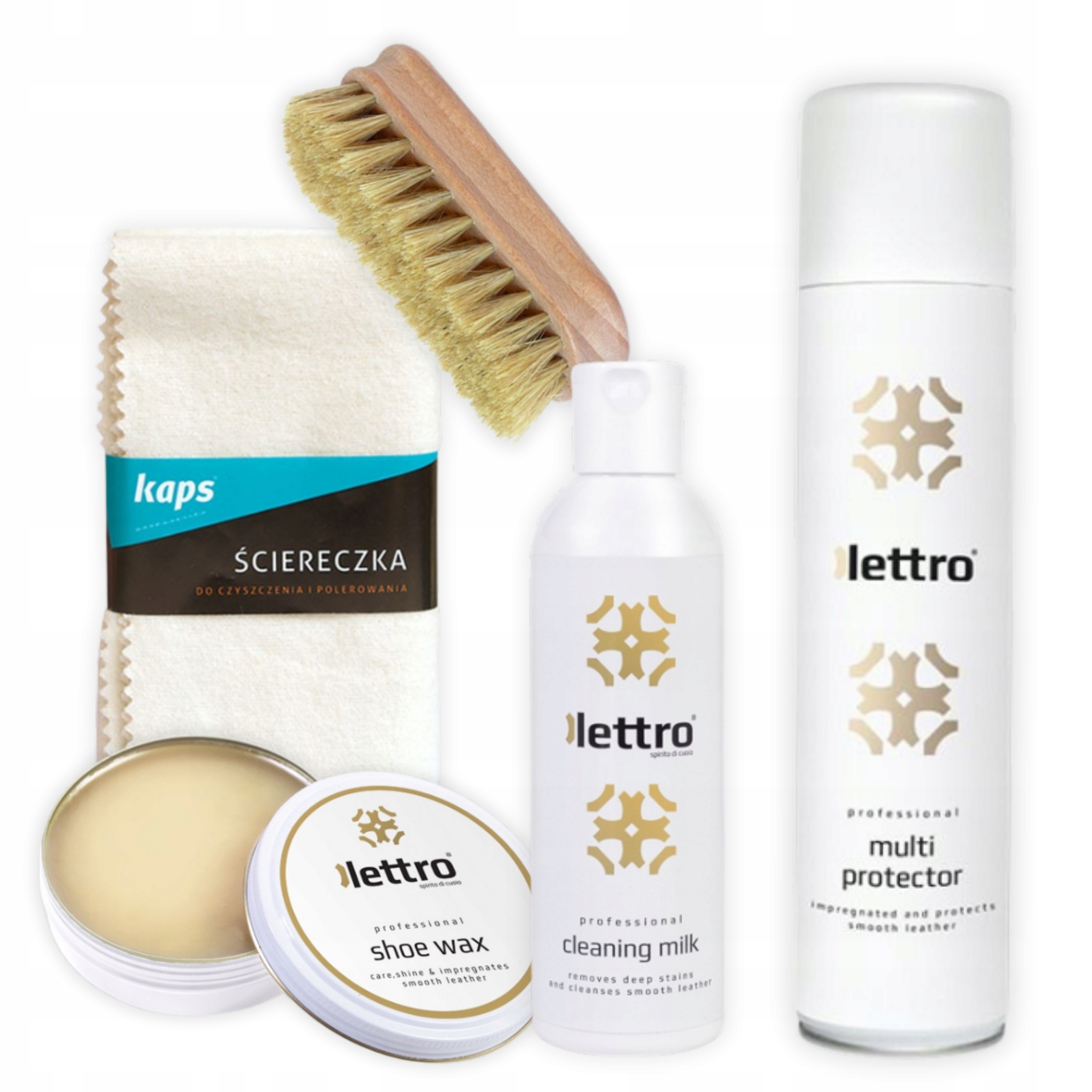 ZESTAW SHOE WAX + CLEANING + SZCZOTKA + SZMATKA + MULTI PROTECTOR - BEZBARW