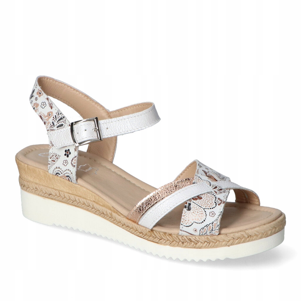 Dámské sandály Contes Béžové Květinové Kožené 41