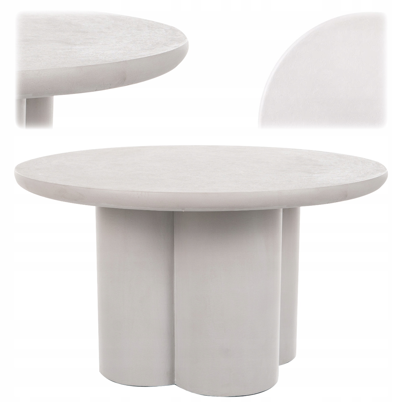 Ława okrągły stolik kawowy 80cm nowoczesny mikrocement Rosalia jasno szary