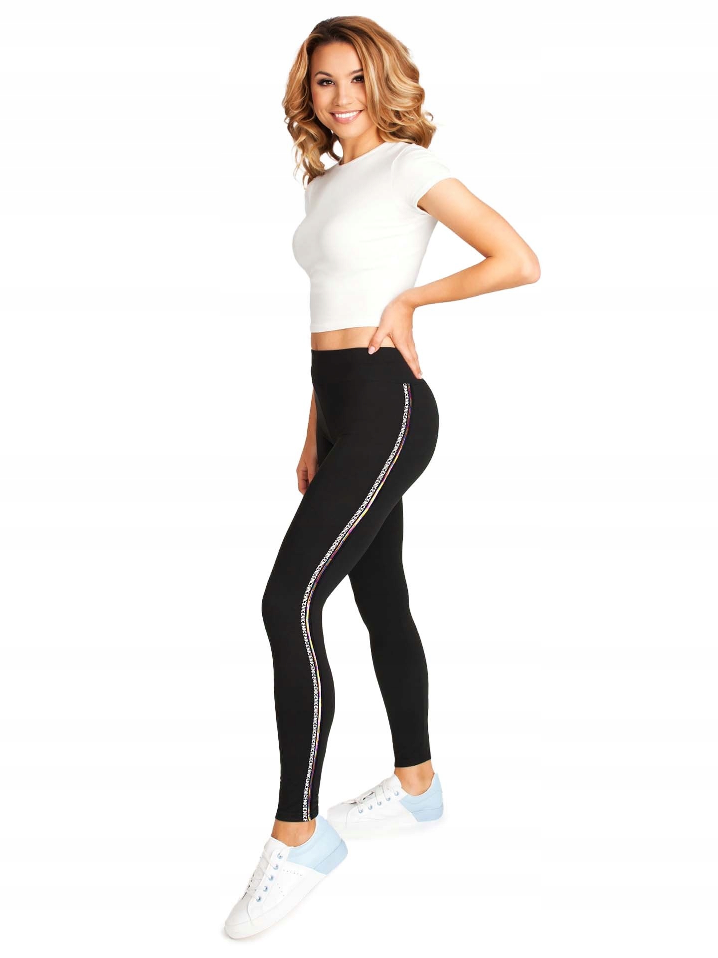 

Legginsy damskie getry lampas czarne XL Yoclub