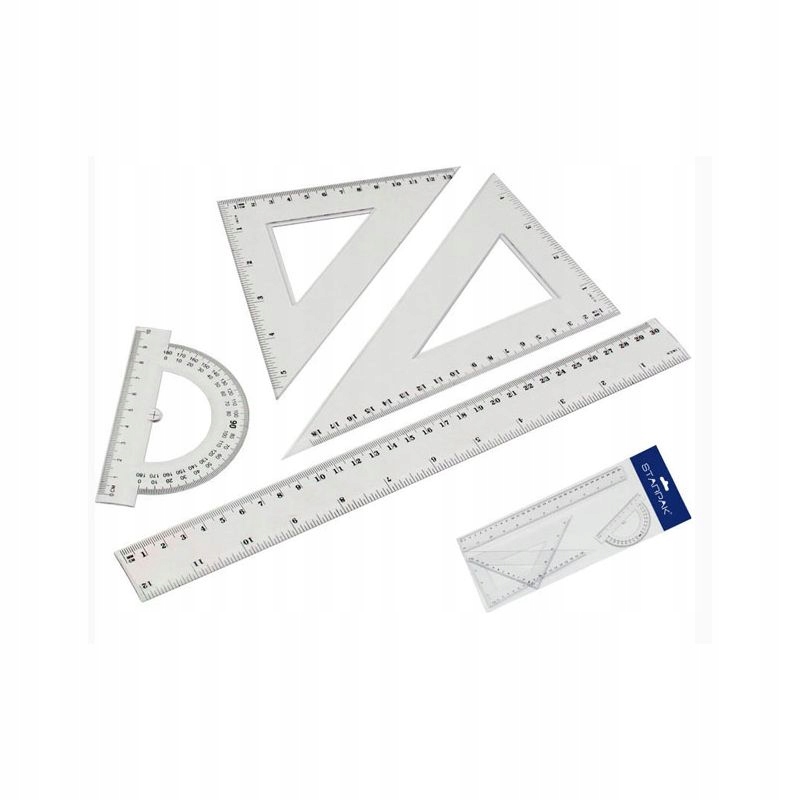 ZESTAW GEOMETRYCZNY SZKOLNY LINIJKA 30 CM
